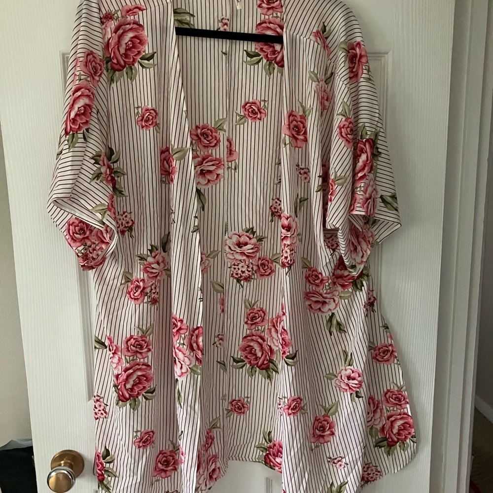 Floral Striped Kimono Cardigan